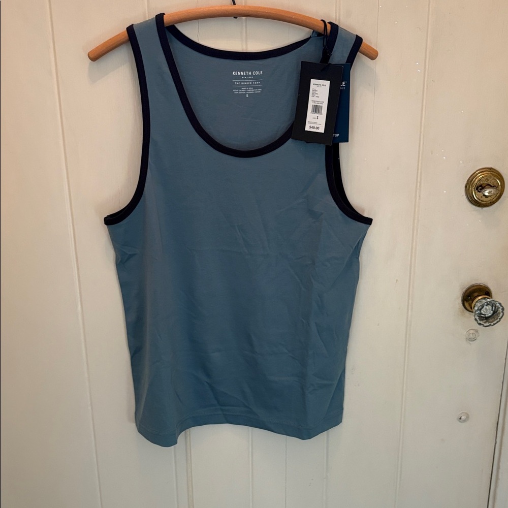 Men’s Kenneth Cole Slate Blue Tank with Navy Trim NWT